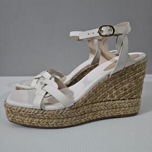Stuart Weitzman Braida Max Espadrille Wedge Sandal 9.5 White Leather Platform